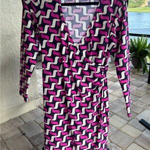 Jude Connally Pink and Gray Geometric Dress